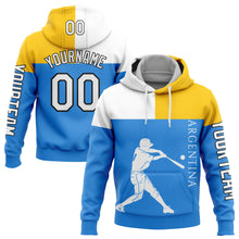 Load image into Gallery viewer, Custom Stitched Powder Blue Yellow-Black 3D Argentina Argentinian Flag Sports Pullover Sweatshirt Hoodie
