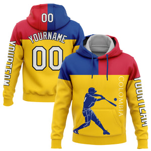 Custom Stitched Gold Royal Red-Black 3D Colombia Colombian Flag Sports Pullover Sweatshirt Hoodie