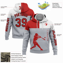 Load image into Gallery viewer, Custom Stitched Gray Red Fire Red-Black 3D Canada Canadian Flag Sports Pullover Sweatshirt Hoodie
