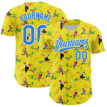 Load image into Gallery viewer, Custom Light Yellow Electric Blue-White 3D Funny Christmas Authentic Baseball Jersey
