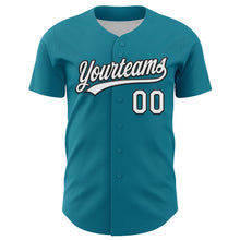 Load image into Gallery viewer, Custom Teal White-Black 3D Funny Christmas Authentic Baseball Jersey
