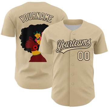 Custom City Cream Black 3D Pattern Design Black History Month Authentic Baseball Jersey