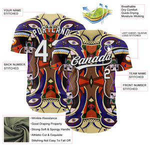 Custom Dark Purple White-Black 3D Pattern Design Black History Month Authentic Baseball Jersey