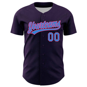 Custom Purple Electric Blue-Pink 3D Love Heart Valentine's Day Authentic Baseball Jersey