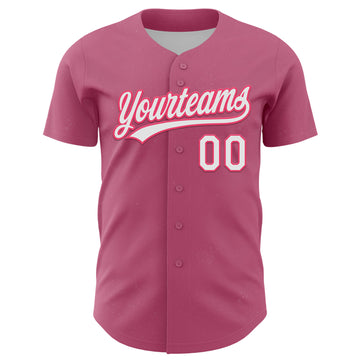 Custom Pink White-Neon Pink 3D Love Heart Valentine's Day Authentic Baseball Jersey