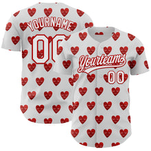 Load image into Gallery viewer, Custom White Red 3D Love Heart Valentine&#39;s Day Authentic Baseball Jersey
