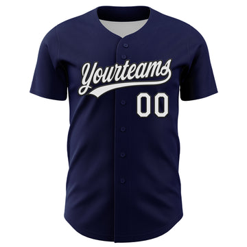 Custom Navy White-Black 3D Funny Christmas Authentic Baseball Jersey