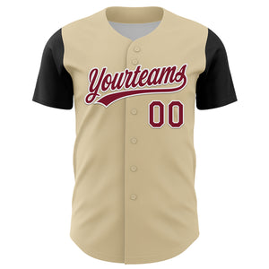 Custom Cream Crimson-White 3D Funny Christmas Authentic Baseball Jersey