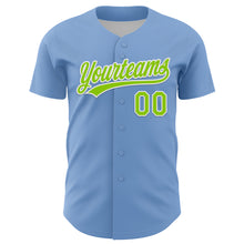 Load image into Gallery viewer, Custom Light Blue Neon Green-White 3D Funny Christmas Authentic Baseball Jersey
