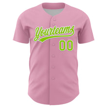 Load image into Gallery viewer, Custom Light Pink Neon Green Red-Kelly Green 3D Funny Christmas Authentic Baseball Jersey
