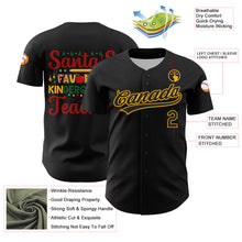 Load image into Gallery viewer, Custom Black Gold Kelly Green-Red 3D Funny Christmas Authentic Baseball Jersey
