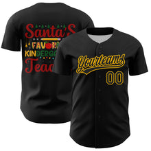 Load image into Gallery viewer, Custom Black Gold Kelly Green-Red 3D Funny Christmas Authentic Baseball Jersey
