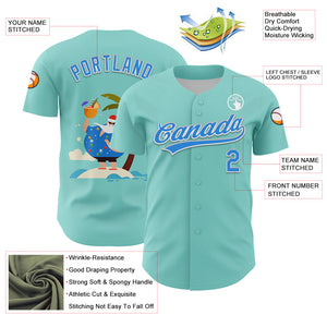 Custom Ice Blue Electric Blue-White 3D Funny Christmas Authentic Baseball Jersey