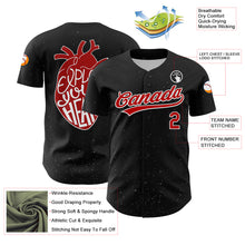 Load image into Gallery viewer, Custom Black Red-White 3D Love Heart Valentine&#39;s Day Authentic Baseball Jersey
