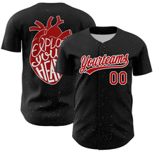 Load image into Gallery viewer, Custom Black Red-White 3D Love Heart Valentine&#39;s Day Authentic Baseball Jersey
