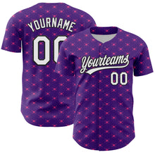 Load image into Gallery viewer, Custom Purple White-Black 3D Love Heart Valentine&#39;s Day Authentic Baseball Jersey
