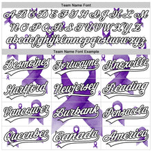 Load image into Gallery viewer, Custom White Purple-Black 3D Gynecological Cancer Ribbon Authentic Baseball Jersey
