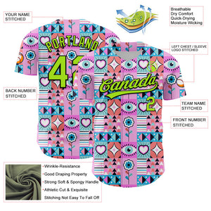 Custom Pink Neon Green-Black 3D Pattern Design Evil Eyes Authentic Baseball Jersey