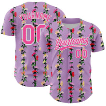 Load image into Gallery viewer, Custom Light Purple Pink-White 3D Tropical Hawaii Flower Authentic Baseball Jersey
