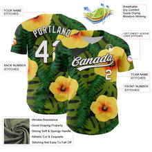 Load image into Gallery viewer, Custom Green White-Black 3D Tropical Hawaii Jungle Leaves And Flower Authentic Baseball Jersey
