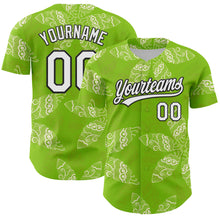 Load image into Gallery viewer, Custom Neon Green White-Black 3D Tropical Hawaii Jungle Plant Authentic Baseball Jersey
