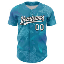 Load image into Gallery viewer, Custom Panther Blue White-Black 3D Tropical Hawaii Jungle Leaves Authentic Baseball Jersey
