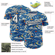 Load image into Gallery viewer, Custom Blue White-Black 3D Tropical Beach Island Hawaii Palm Tree Authentic Baseball Jersey
