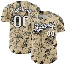 Load image into Gallery viewer, Custom City Cream White-Black 3D Tropical Hawaii Plant And Flamingo Authentic Baseball Jersey
