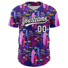 Load image into Gallery viewer, Custom Purple White-Black 3D Tropical Hawaii Plant Authentic Baseball Jersey
