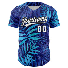 Load image into Gallery viewer, Custom Purple White-Black 3D Tropical Hawaii Leaves Authentic Baseball Jersey
