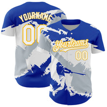 Load image into Gallery viewer, Custom Thunder Blue Gold-Silver 3D El Salvador El Salvadoran Flag Authentic Baseball Jersey
