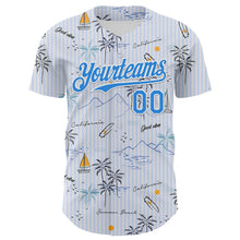 Load image into Gallery viewer, Custom White Electric Blue 3D Hawaii Beach Tropical Palm Tree Authentic Baseball Jersey
