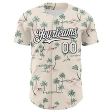 Load image into Gallery viewer, Custom Cream White-Black 3D Hawaii Tropical Palm Tree Leopard Authentic Baseball Jersey
