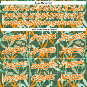 Custom Green Bay Orange-White 3D Hawaii Tropical Leaves And Flowers Authentic Baseball Jersey