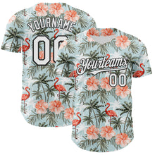 Load image into Gallery viewer, Custom Shadow Blue White-Black 3D Hawaii Tropical Palm Tree Flamingo Authentic Baseball Jersey
