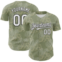 Load image into Gallery viewer, Custom Olive White-Black 3D Hawaii Tropical Coconut Tree Authentic Baseball Jersey
