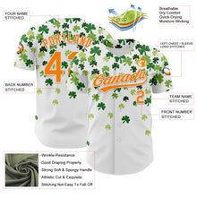 Load image into Gallery viewer, Custom White Bay Orange-Green 3D St. Patrick&#39;s Day Shamrock Authentic Baseball Jersey
