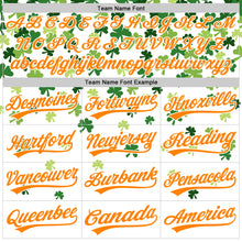 Load image into Gallery viewer, Custom White Bay Orange-Green 3D St. Patrick&#39;s Day Shamrock Authentic Baseball Jersey
