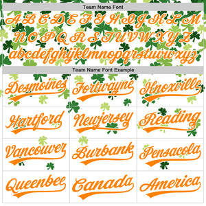 Custom White Bay Orange-Green 3D St. Patrick's Day Shamrock Authentic Baseball Jersey