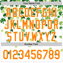 Load image into Gallery viewer, Custom White Bay Orange-Green 3D St. Patrick&#39;s Day Shamrock Authentic Baseball Jersey
