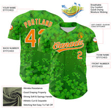 Load image into Gallery viewer, Custom Green Bay Orange-White 3D St. Patrick&#39;s Day Shamrock Authentic Baseball Jersey
