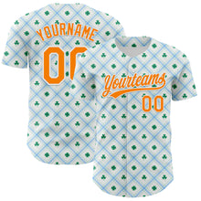 Load image into Gallery viewer, Custom White Bay Orange-Green 3D St. Patrick&#39;s Day Shamrock Authentic Baseball Jersey
