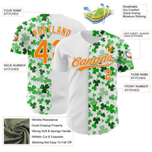 Load image into Gallery viewer, Custom White Bay Orange-Green 3D St. Patrick&#39;s Day Shamrock Authentic Baseball Jersey
