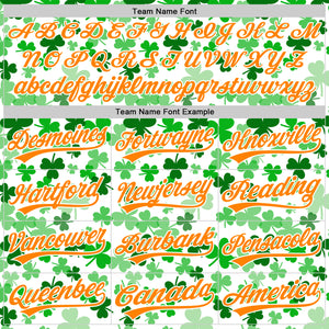 Custom White Bay Orange-Green 3D St. Patrick's Day Shamrock Authentic Baseball Jersey