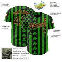 Load image into Gallery viewer, Custom Green Black-Bay Orange 3D St. Patrick&#39;s Day Shamrock Authentic Baseball Jersey
