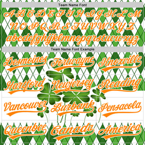 Custom White Bay Orange-Green 3D St. Patrick's Day Shamrock Authentic Baseball Jersey