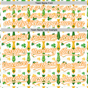 Custom White Bay Orange-Green 3D St. Patrick's Day Shamrock Authentic Baseball Jersey