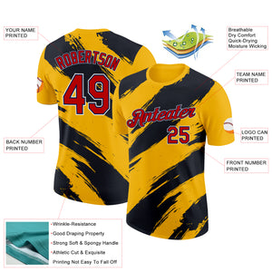 Custom Yellow Red Black-Navy 3D Esports Performance T-Shirt