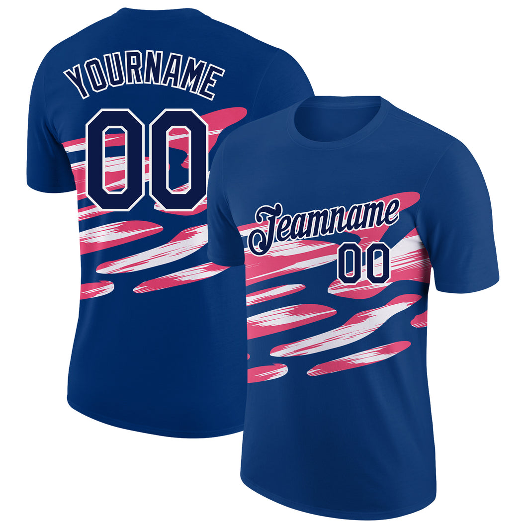 Custom US Navy Blue Navy-Neon Pink 3D Esports Performance T-Shirt