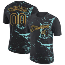 Load image into Gallery viewer, Custom Black Ice Blue-Old Gold 3D Esports Performance T-Shirt
